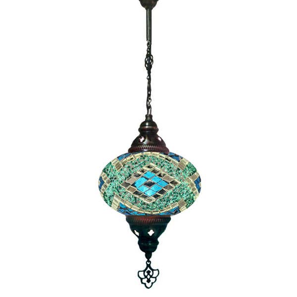 Suspension Mosaïque Lustre - Grande rangée unique turquoise pour la vente par Access by Mediterranean Concepts