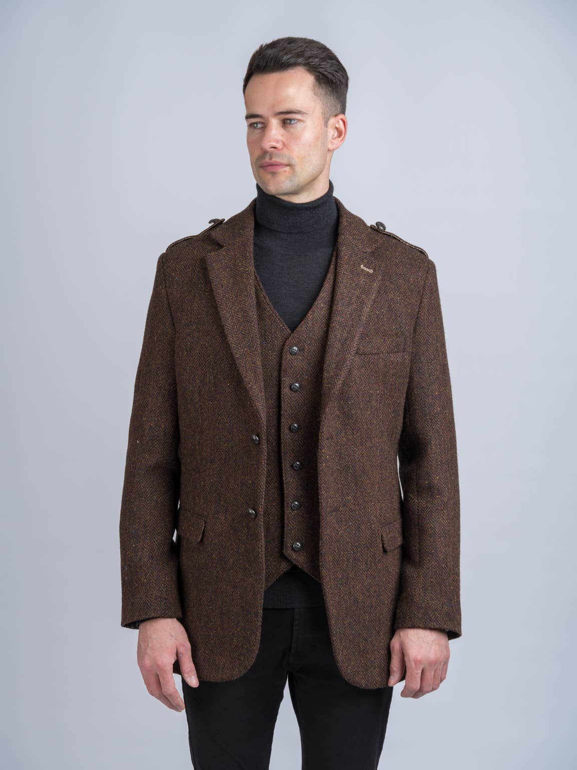 Brown Herringbone Tweed Jacket & Blazer for wholesale on Faire4