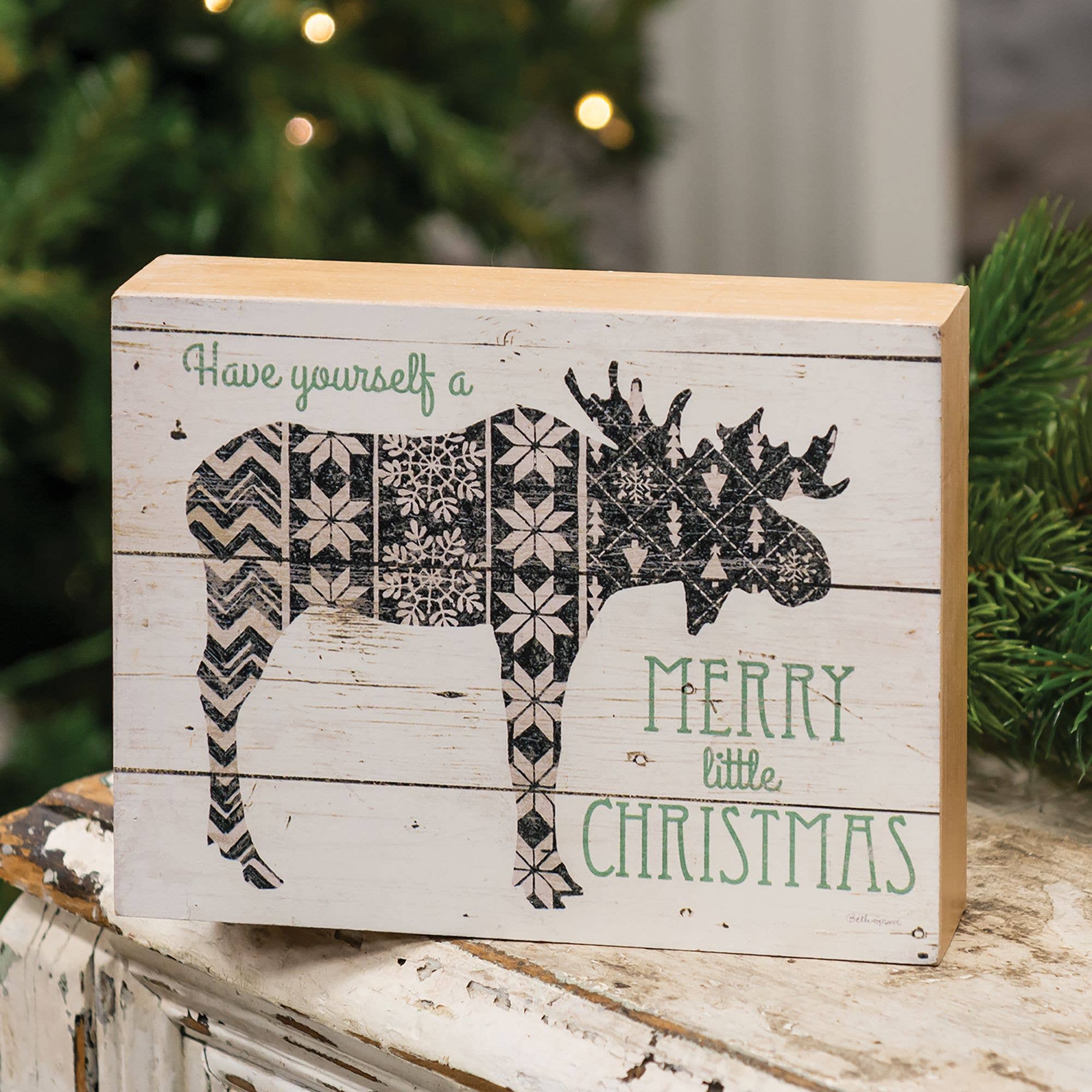 Bright Ideas - Vente Pancarte - Panneau « Merry Christmas Nordic Moose Box »1