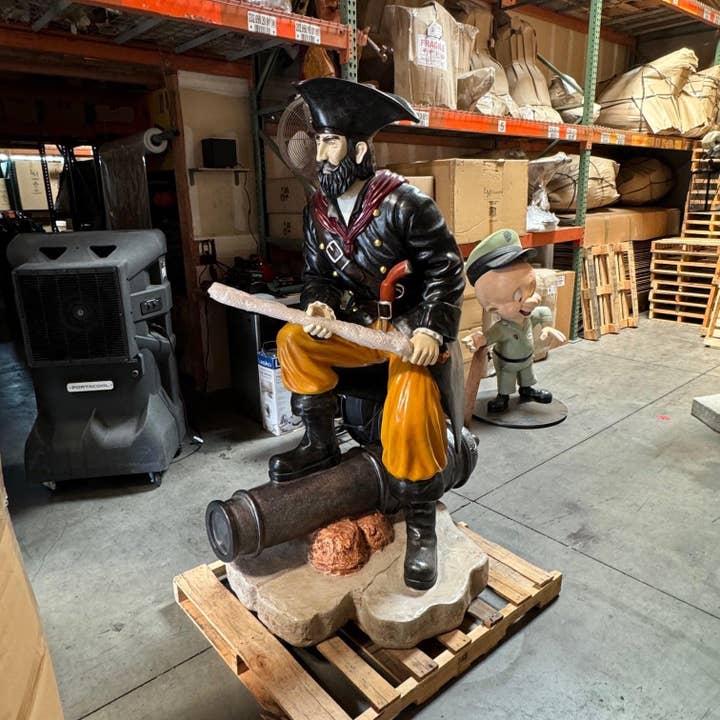 LM Treasures - Wholesale Decorative Figurine - Pirate on Cannon Life Size Statue3