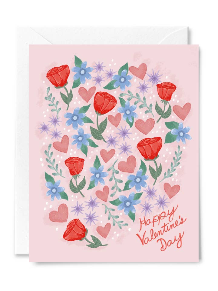 Roses and Hearts Valentines Day Greeting Card for wholesale by Courtney Beyer Design