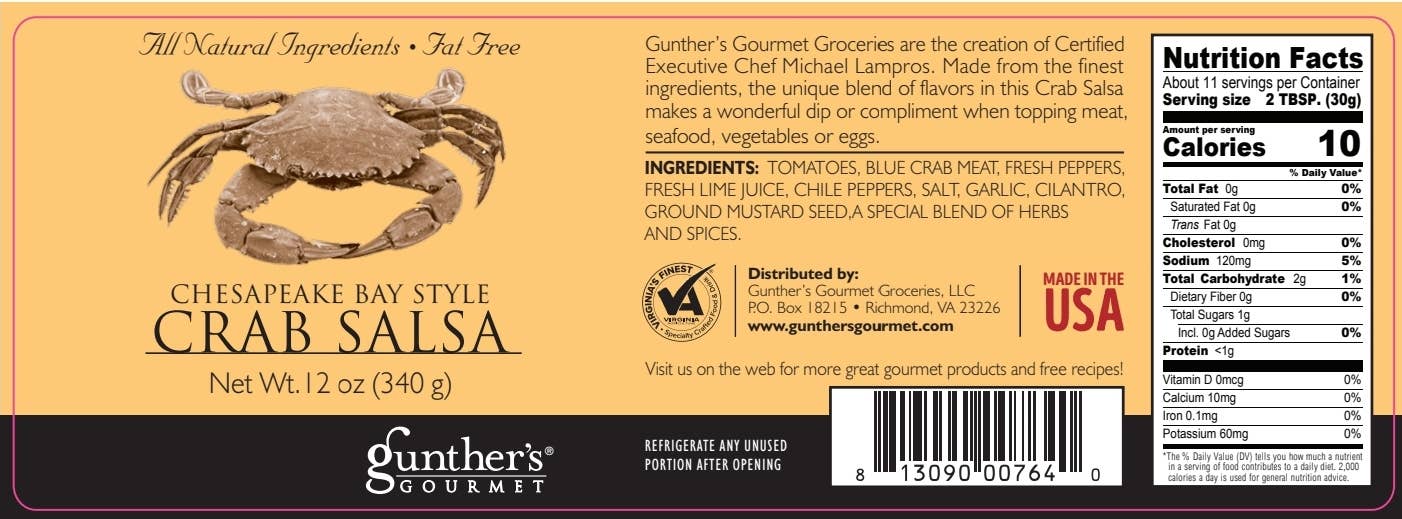 Gunther's Gourmet Groceries, LLC - Wholesale Salsa - Chesapeake Bay Style Crab Salsa1