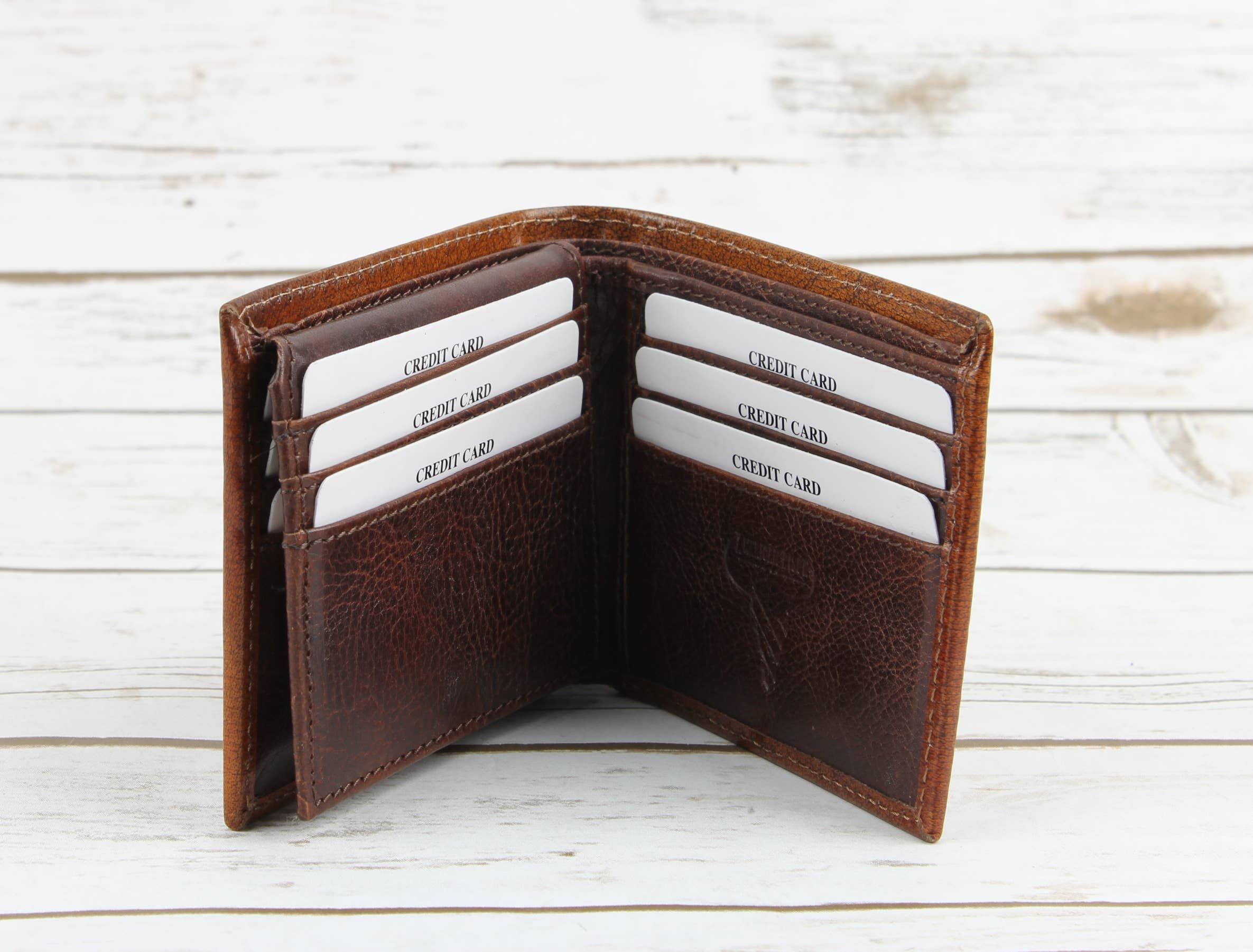 Leather Impressions Inc - Venta al por mayor Cartera - Hombre - Cartera de hombre de cuero labrado en color tostado AB W03 Tan1