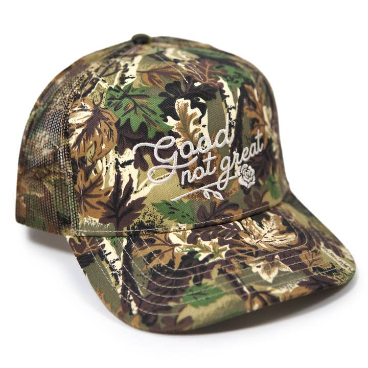 Stuntin Goods - Wholesale Trucker Hat - Unisex - Good Not Great Camo Trucker Hat