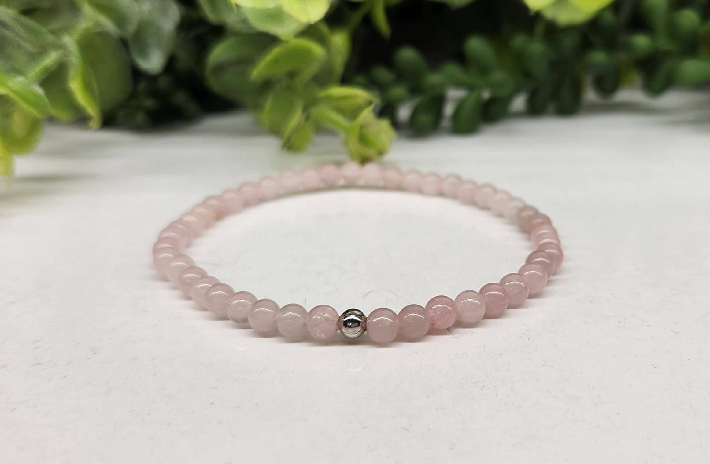 Meraki Gemstones - Wholesale Beaded Bracelet - Rose Quartz Stretchable Bracelet 4MM Beads - 7.5 Inches Long2