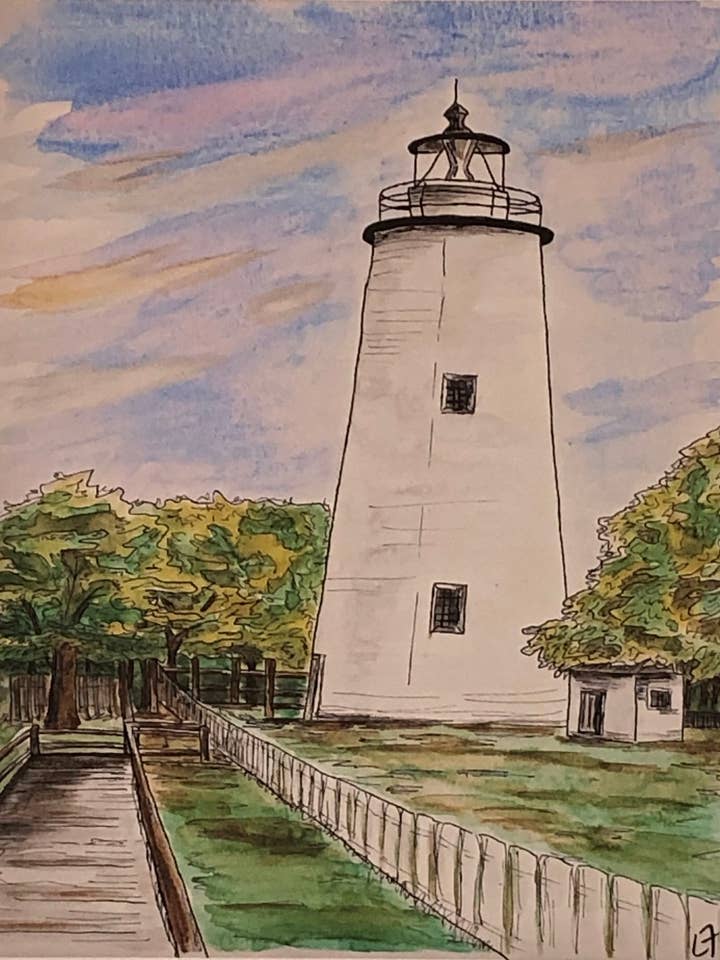 Ocracoke Lighthouse Print for wholesale by Fox's Den Art