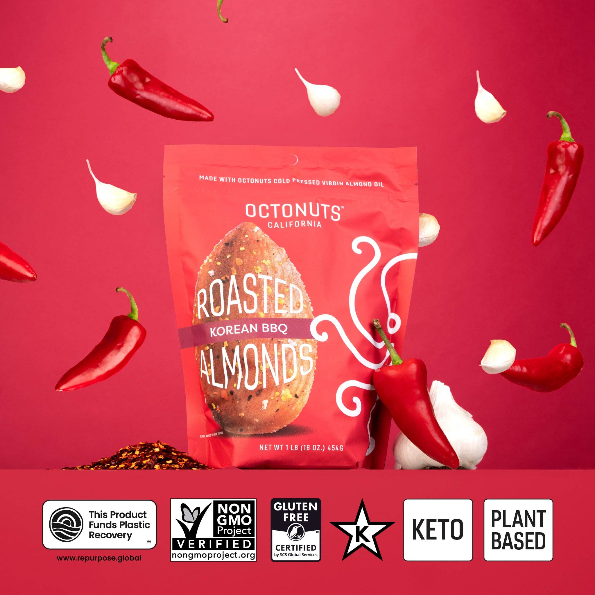 Octonuts California - Wholesale Nuts - Korean BBQ Roasted Almonds (1oz)2