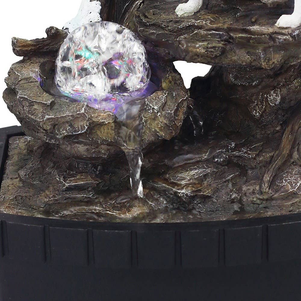 HomeRoots - Wholesale Decorative Tabletop Object - 10" Black Polyresin Wolf Tabletop Fountain Sculpture3