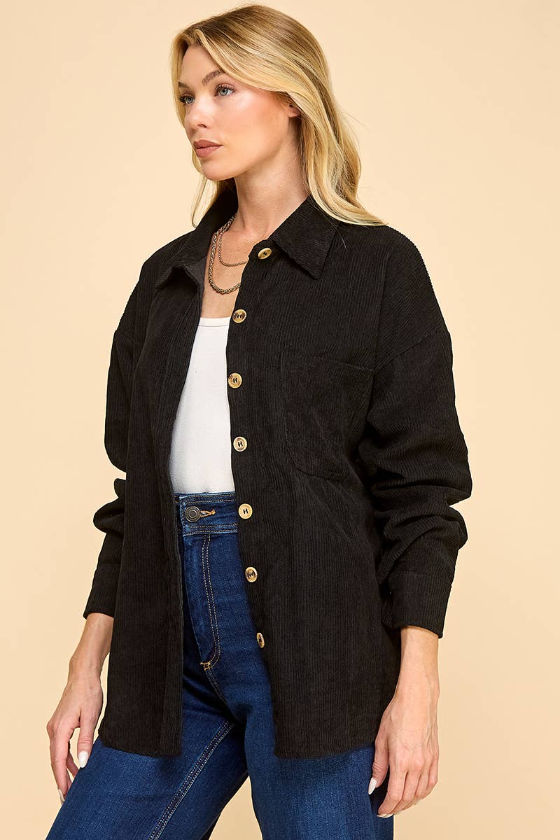 Cezele - Venta al por mayor Camisa con botones - Mujer - Camisa de pana abotonada de gran tamaño12