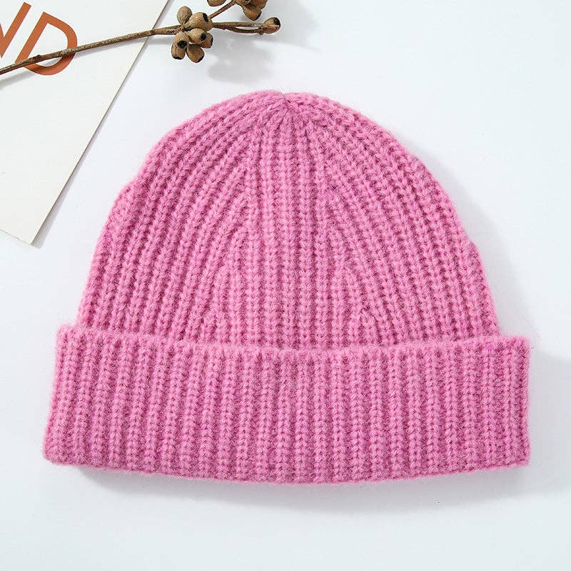 Dipped Shop - Wholesale Beanie - Women's - Simple Ribbed Solid Color Cuffed Knit Beanie DP25F6456