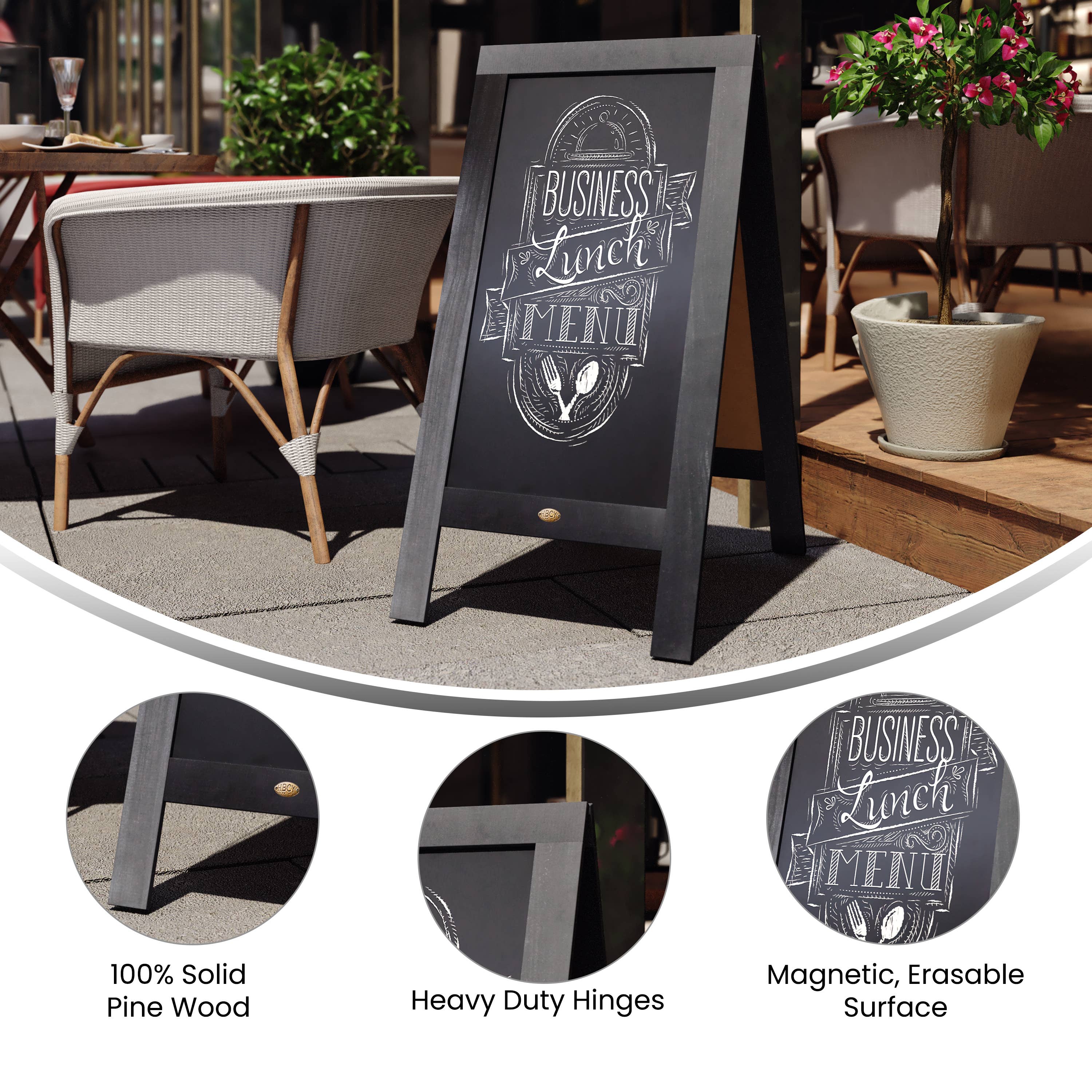 HBCY Black Wood A-Frame Magnetic Chalkboard Set for wholesale on Faire3