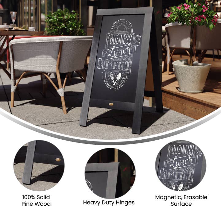 HBCY Black Wood A-Frame Magnetic Chalkboard Set for wholesale on Faire3