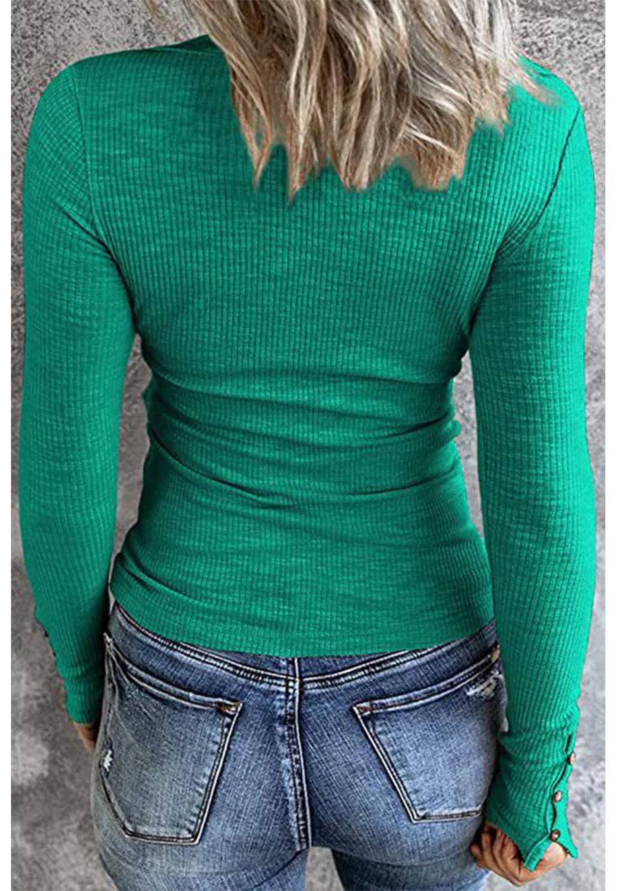 Anna Kaci Wholesale - Vente Haut en maille – femme - Haut Henley ajusté en tricot côtelé10
