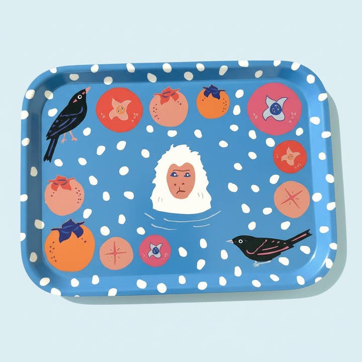 Snow Monkey and Persimmons Tray for wholesale by Centinelle