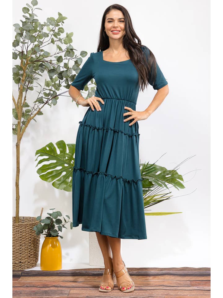 H&H Fashion Inc. - Wholesale Dress - Women's - JR778X-S Plus Size Tiered Midi Dress with Square Neck21