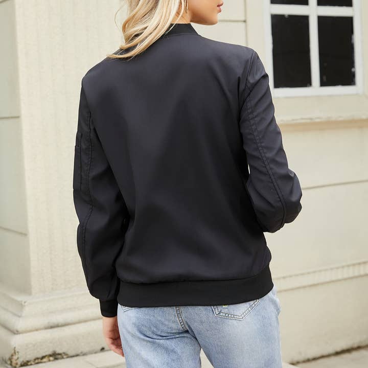 Rosa Clothing - Wholesale Bomber Jacket - Women's - zip front bomber jacket with side pocket21