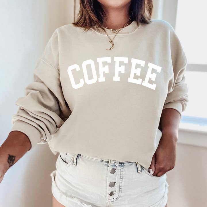 Coffee Sweatshirt| Graphic Crewneck Sweatshirt for wholesale by G & J Avenue