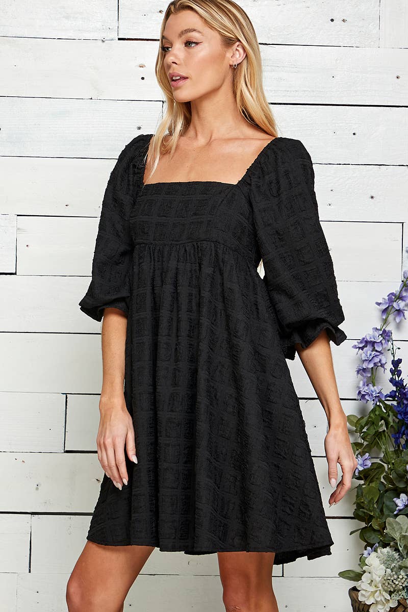 Sweet Lemon – wholesale Dress – Women's – EMBOSSED SQUARE NECK BABYDOLL DRESS12