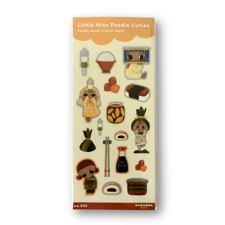Little Miss Foodie Cuties Sticker Sheet for wholesale by Hananea Hawaii