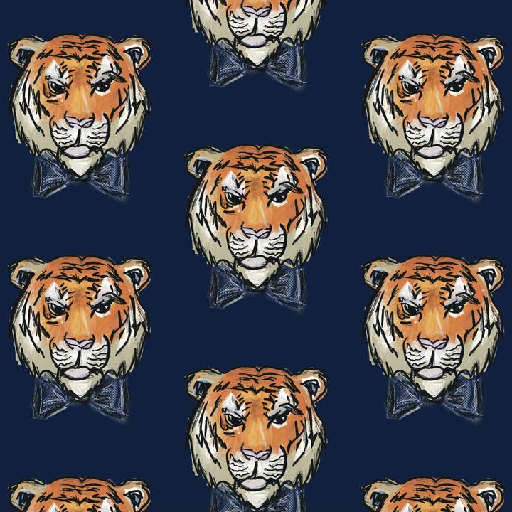 Hey Y'all Party – wholesale Flat wrap – Tiger Wearing a Bow Tie Reversible Gift Wrap Sheets