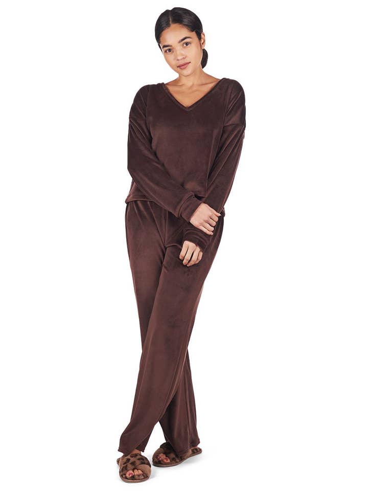 Velour V-Neck Pant Set for wholesale by Infinity Classics International Inc.