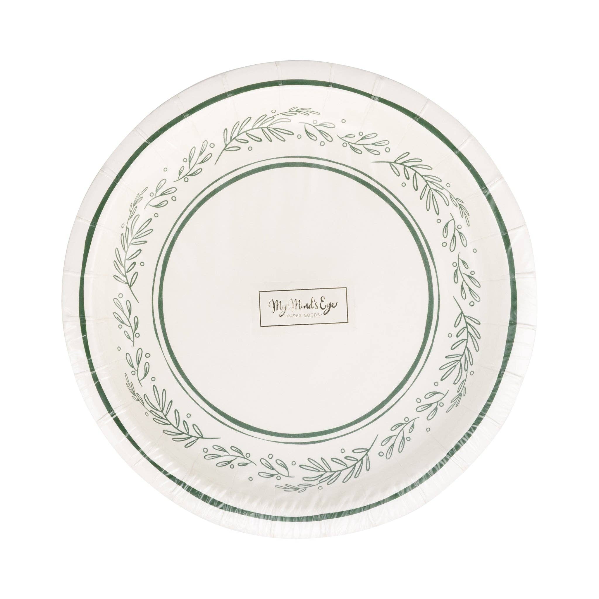 My Mind’s Eye - Wholesale Disposable Plate - PEM1243 - Green Bough Edge Plate1