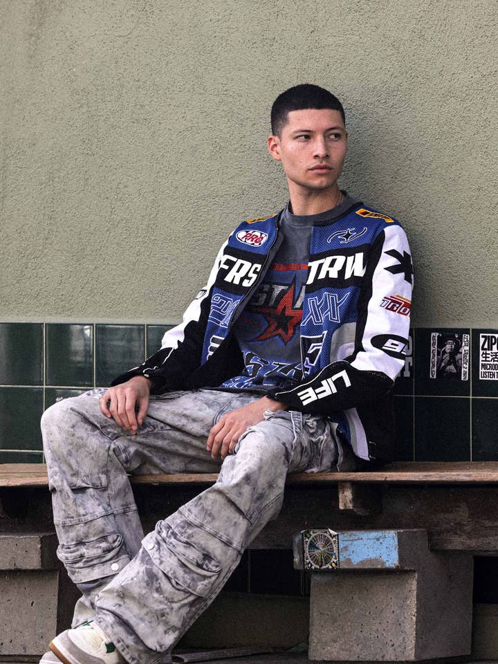 Veste de moto à mailles FAST LIFE avec contraste de couleurs pour la vente par First Row