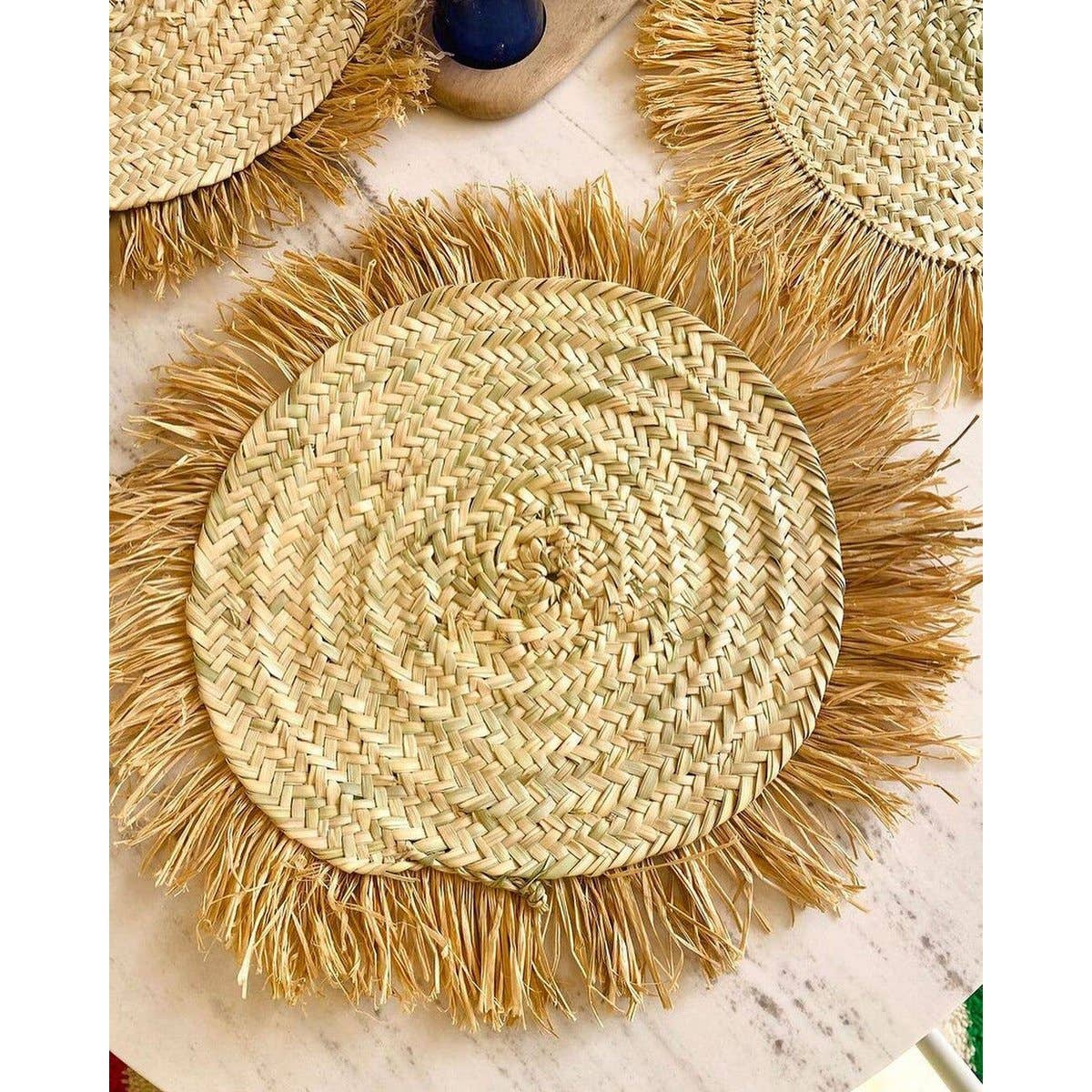 High crafty – wholesale Placemat – 🧺 Handwoven Wicker Moroccan Placemats with Tassels – Boho T1