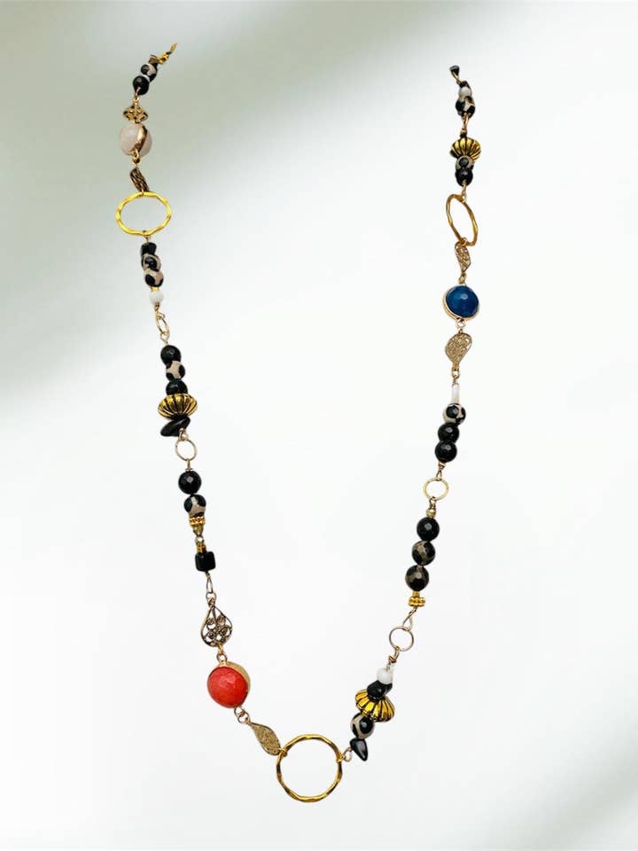 Collar largo de cuentas con piedras preciosas MONIQUE para venta al por mayor de Studio Khira