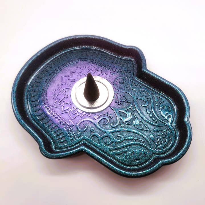 Slightly Askew Art - Wholesale Jewelry Dish - Hamsa Hand Trinket Dish - Made with Resin & Color-Shift Mica