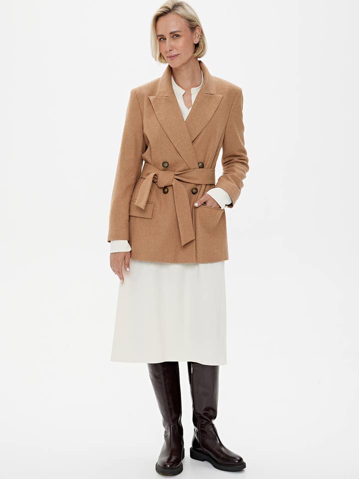 CAPSULE by AgnÄ— GilytÄ— - Wholesale Blazer - Women's - Blazer 'MILAN' | premium wool mix in caramel2