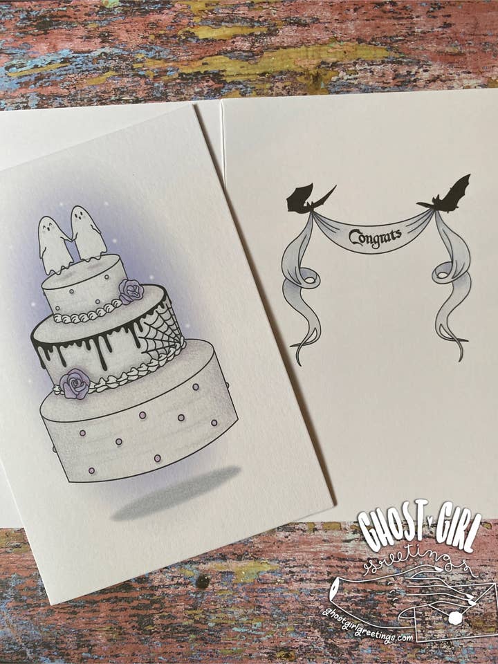 Cartão de Saudação: Cartão de Casamento- Fantasmas por atacado de Ghost Girl Greetings