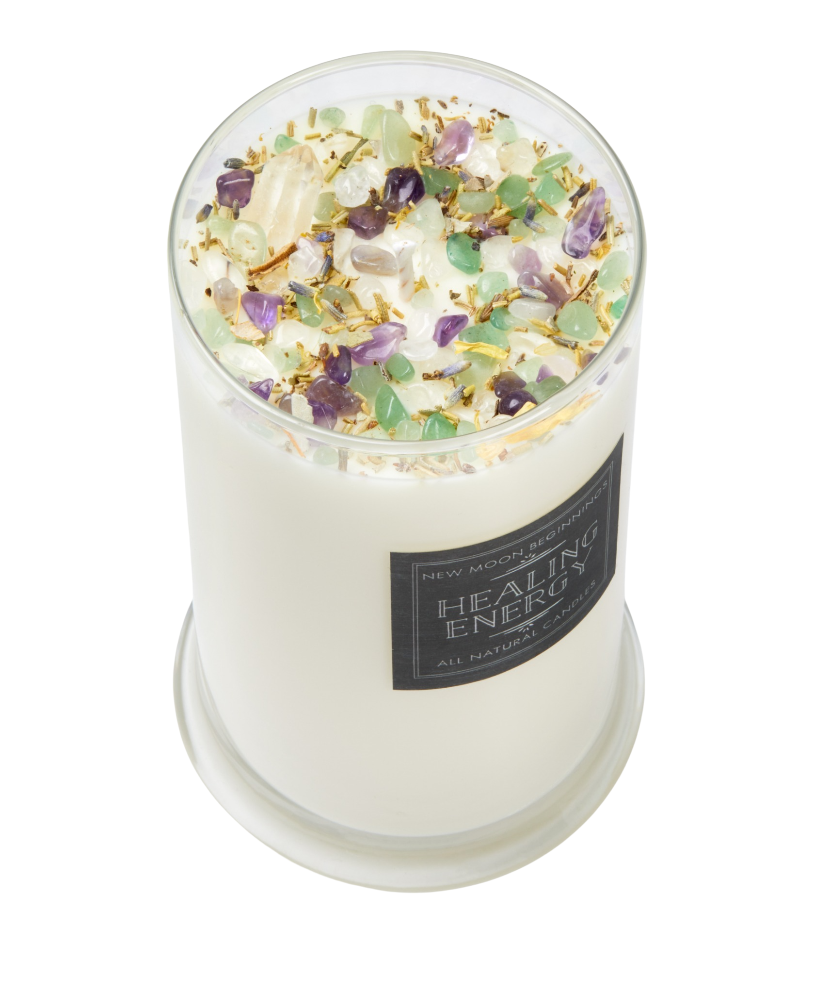 New Moon Beginnings - Wholesale Jar/Filled Candle - Healing Energy Candle - Herb, Flower, & Crystal Candles3