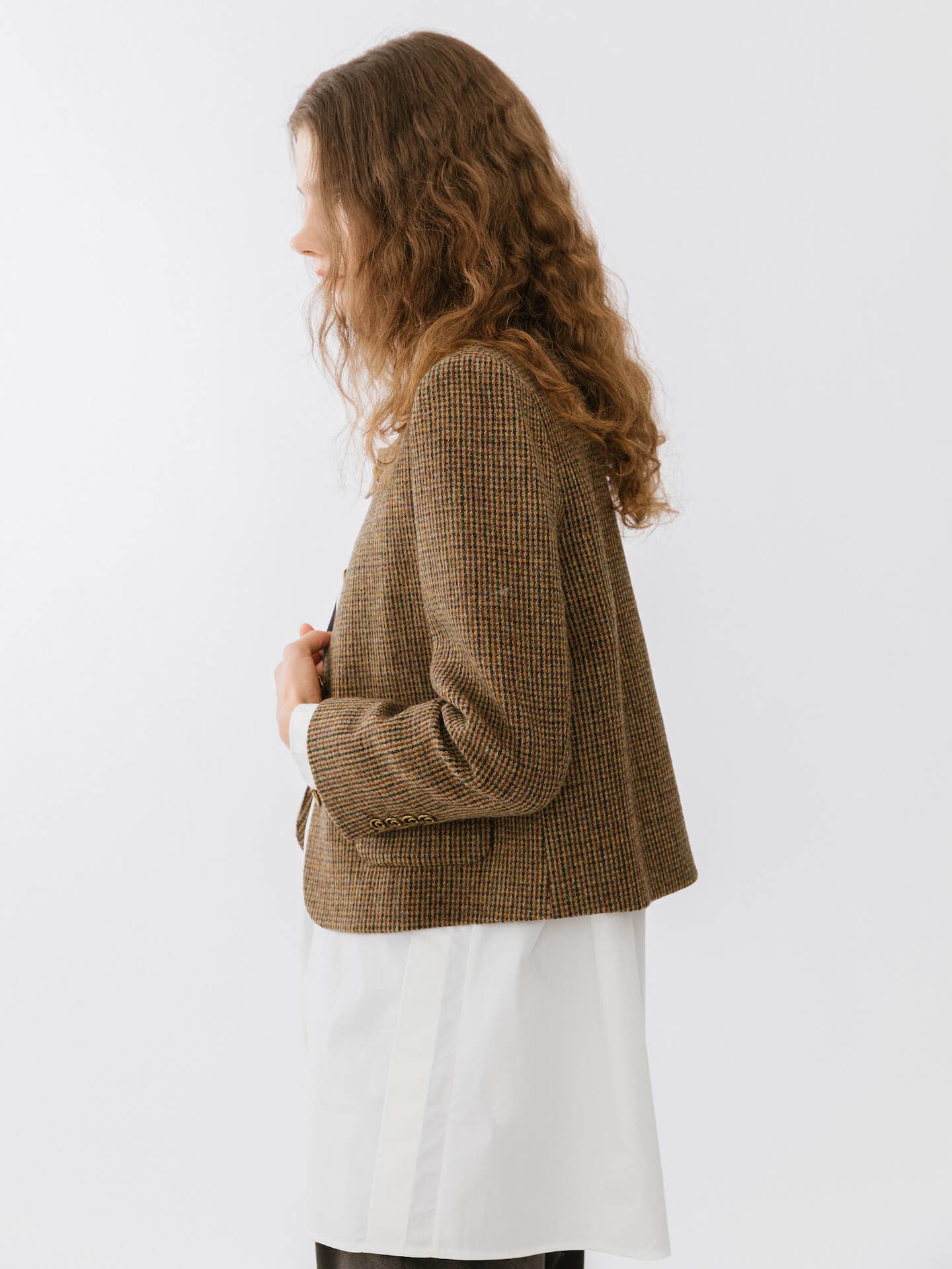 SaddleBrown Vintage Round Neck Jacket for wholesale on Faire9