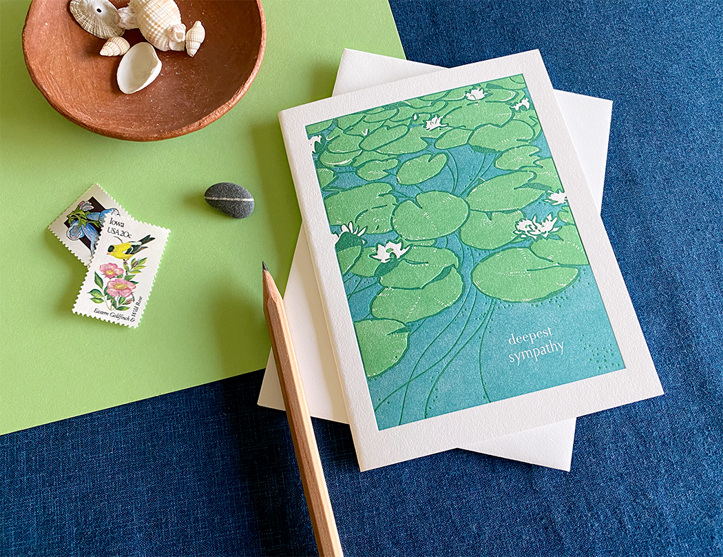 Navy Midnight Press - Wholesale Sympathy Card - Lily Pond Sympathy Card2