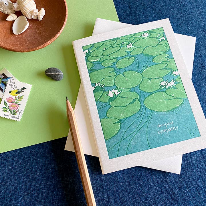 Navy Midnight Press – wholesale Sympathy card – Lily Pond Sympathy Card2