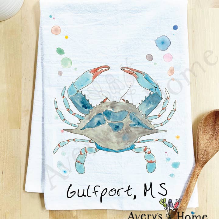 Avery's Home - Vente Torchons - Torchon côtier personnalisable "Blue Crab Ocean"79