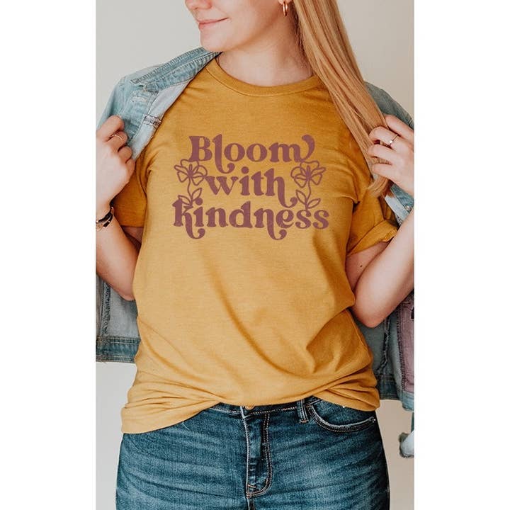 Floral Bloom with Kindness Spring Time Graphic Tee for wholesale by Select Apparel