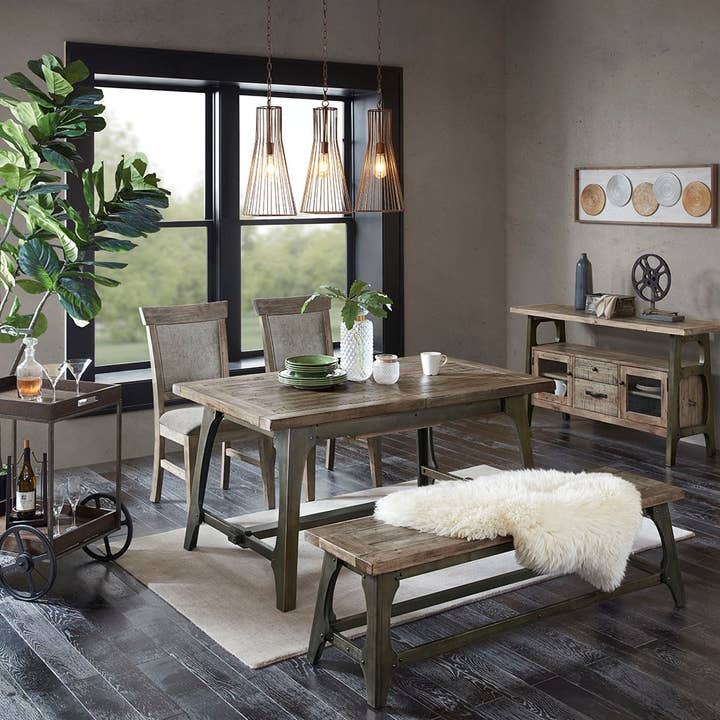 Olliix - Wholesale Side Table - Extendable Distressed Vintage Industrial Dining Table *