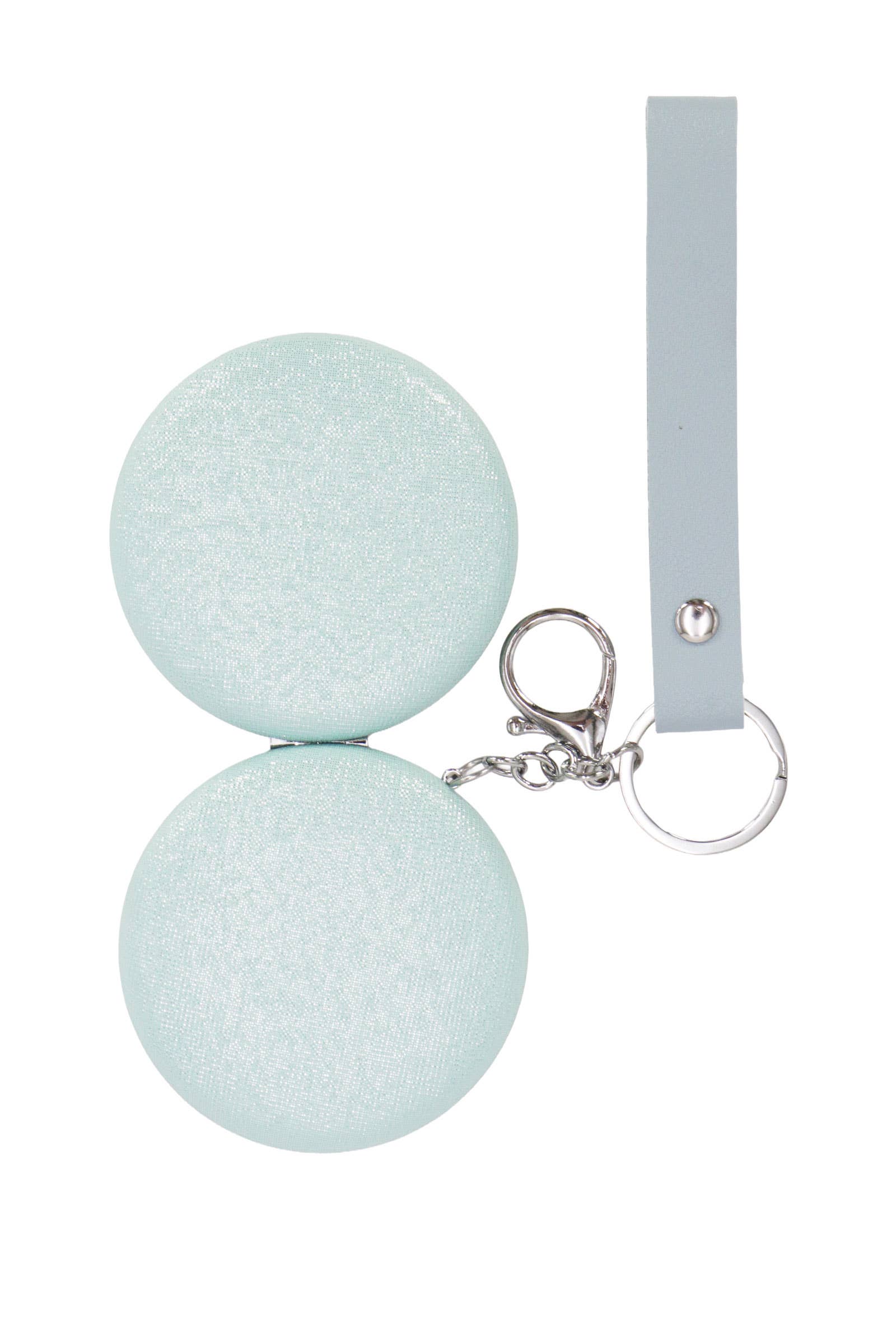 DIVERSE Pärlemorskimrande Macaron Kompakt Spegel Nyckelring för wholesale på Faire4