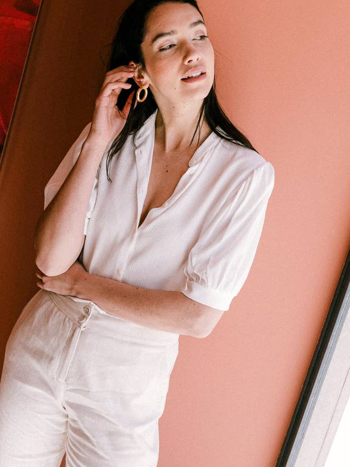 White Magnolia blouse for wholesale by Avani Apparel