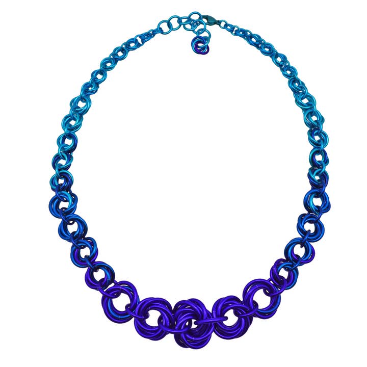 Knotted Metal Graduated Necklace - Water for wholesale by Rebeca Mojica Jewelry