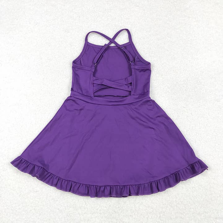 Aier Wholesale - Wholesale Athletic Dress - Kids - Baby Girls Purple Athletic Active Wear Knee Length Dresses