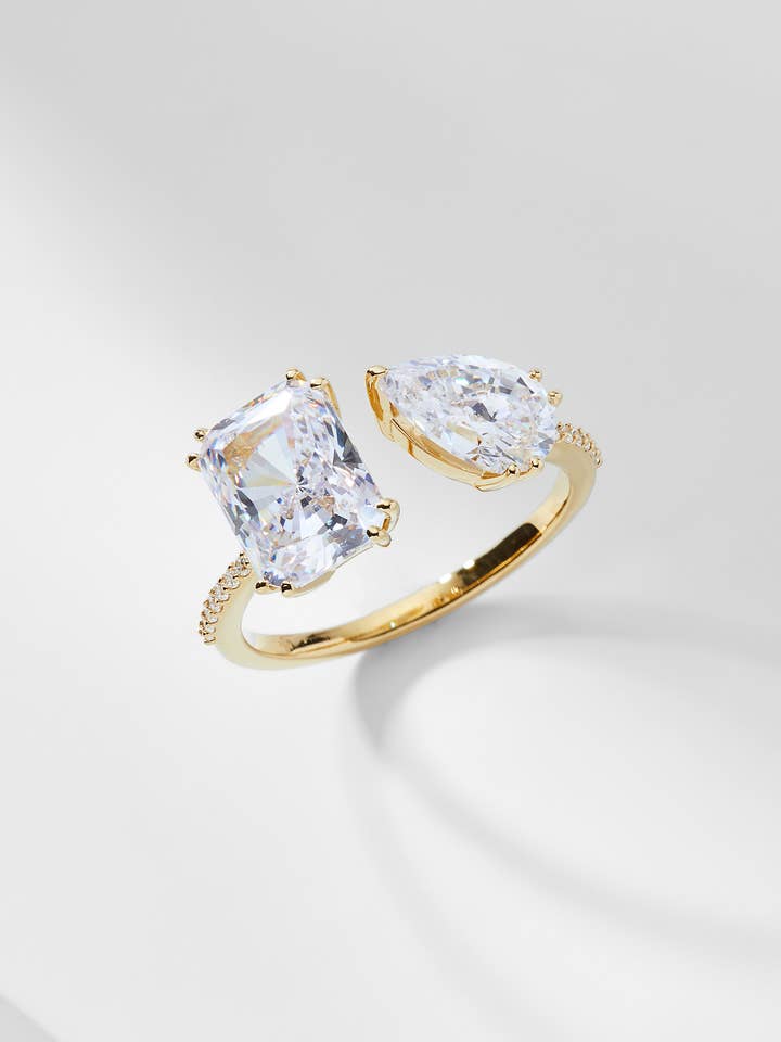 A LA CARTE EMERALD AND PEAR DUO CZ RING for wholesale by NADRI