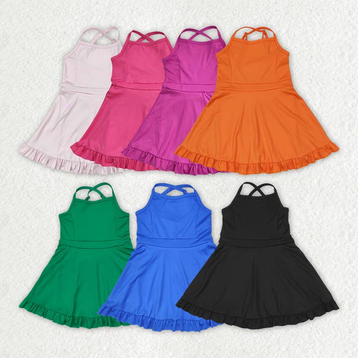 Aier Wholesale - Wholesale Athletic Dress - Kids - Baby Girls Knit Knee Length Active Wear Athletic Dresses