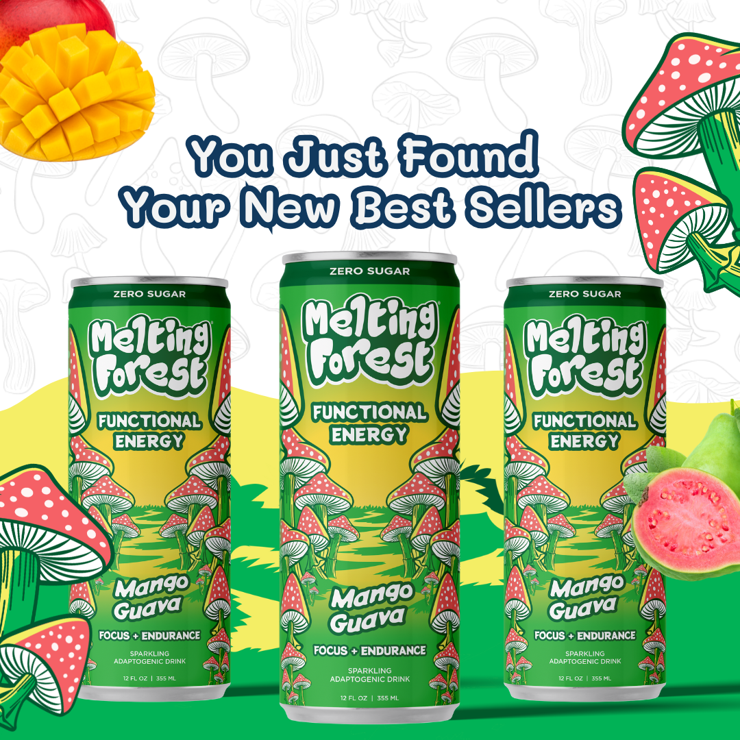 Melting Forest – Engroshandel Sports-/energidrik – Melting Forest svampe energidrik | Mango Guava | Adaptogen1