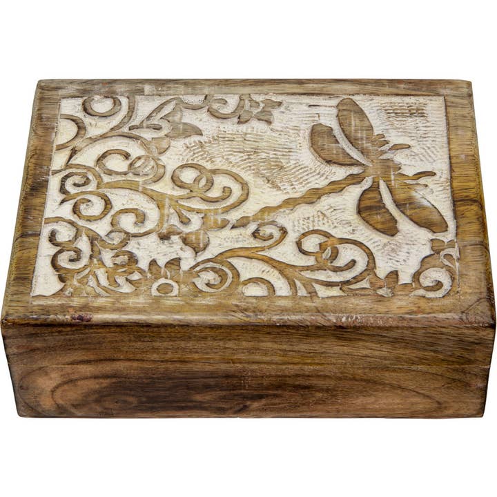 Carved Wood Box - Dragonfly (Each) for wholesale by Kheops International