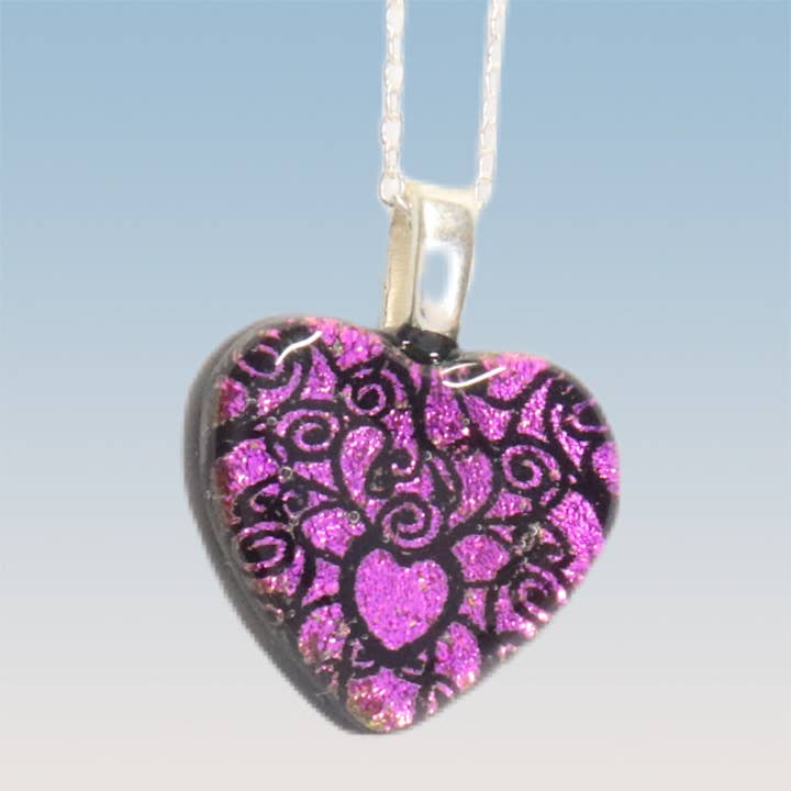 Mini Heart Pendant 5/8" for wholesale by Glimmer Glass Gifts