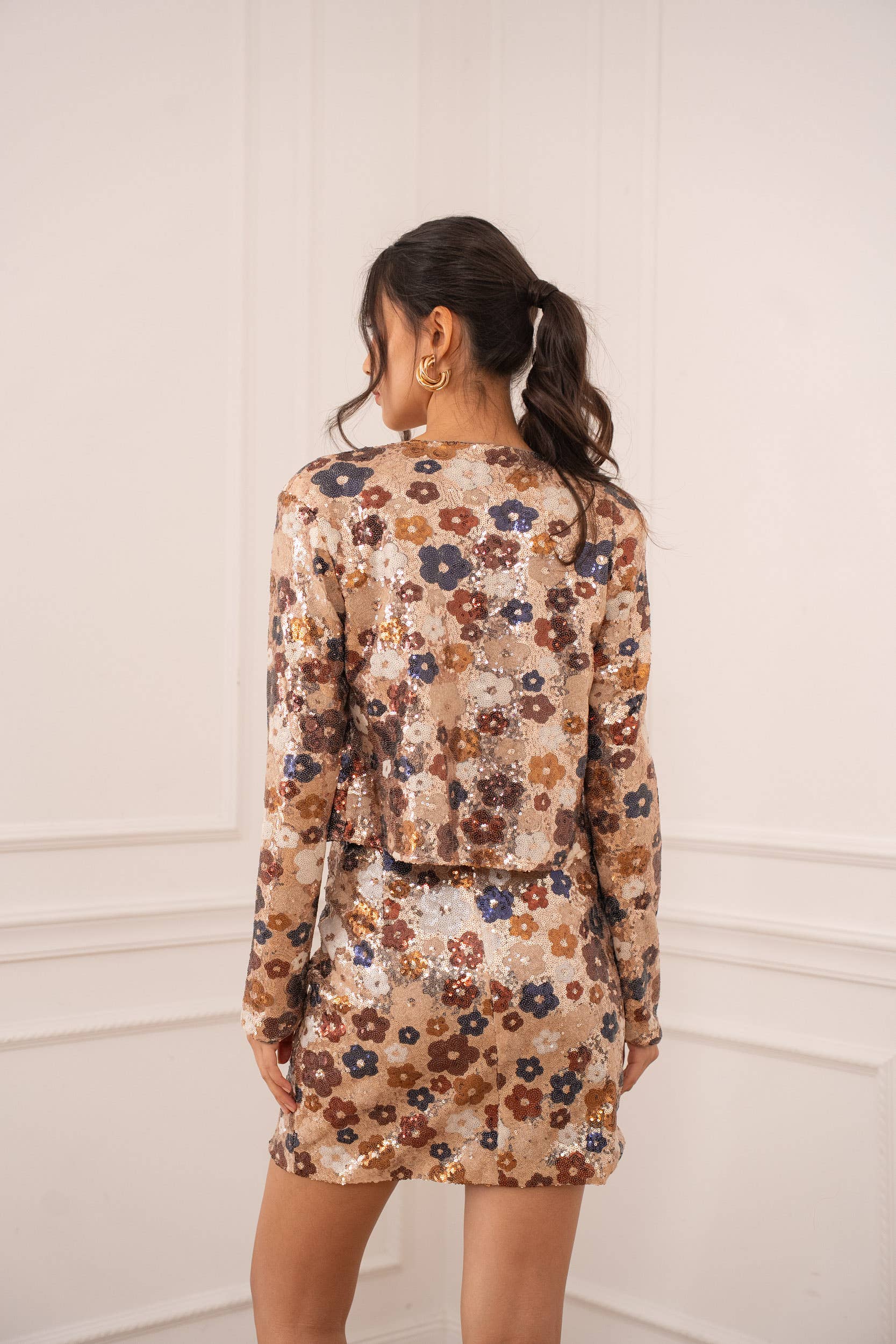CHOKLATE PARIS - Wholesale Jacket - Women's - Multicolored floral pattern sequin jacket Rosé - CK083788