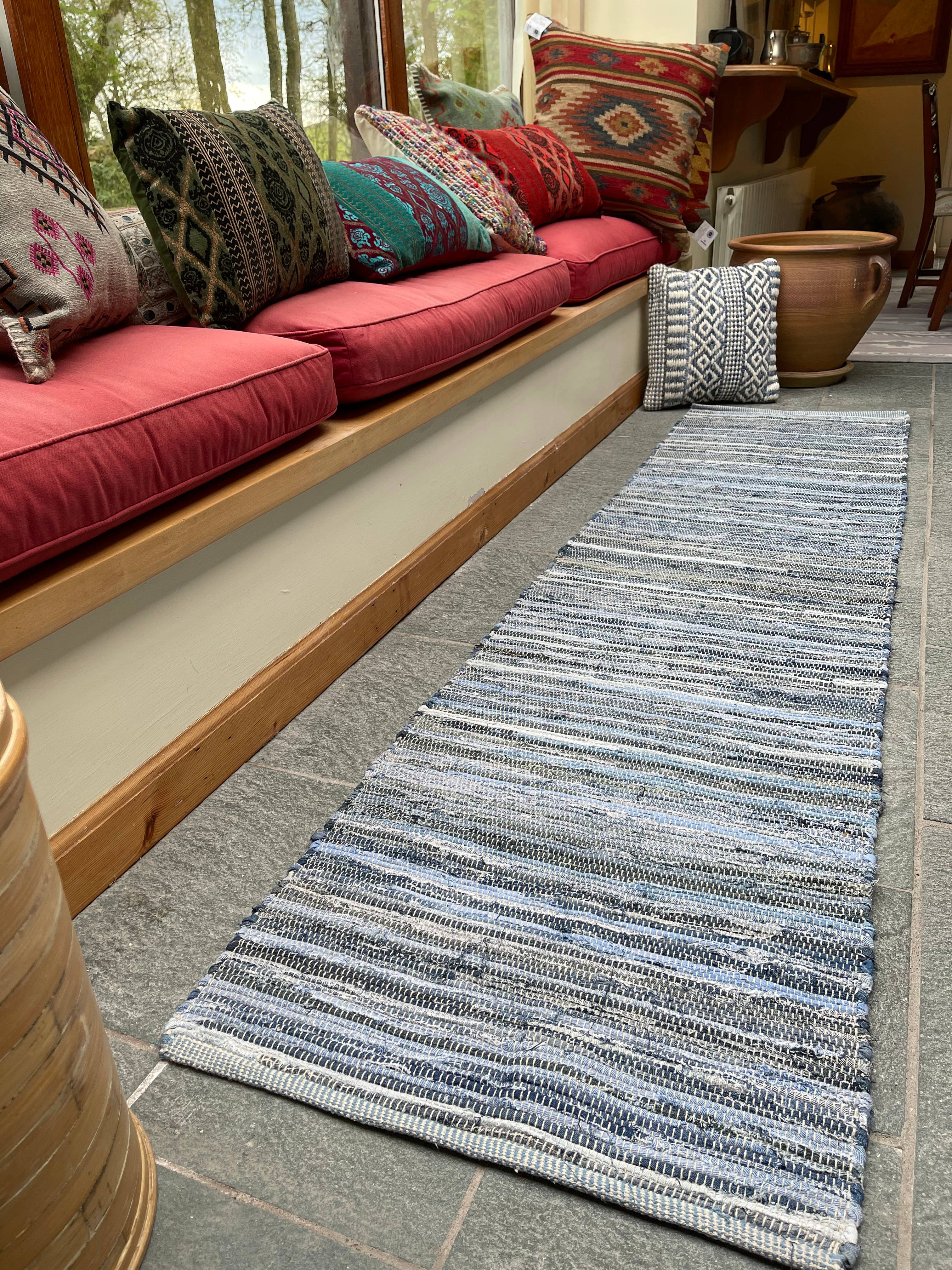 Second Nature Online – Großhandel Teppichvorleger – Denim Blue Teppich, waschbar, Baumwolle, Flachgewebe, handgewebt2